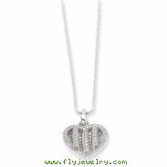 Sterling Silver & CZ Polished Heart Necklace chain