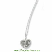 Sterling Silver & CZ Polished Heart Necklace chain