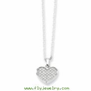 Sterling Silver & CZ Polished Heart Necklace chain