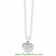 Sterling Silver & CZ Polished Heart Necklace chain