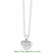 Sterling Silver & CZ Polished Heart Necklace chain