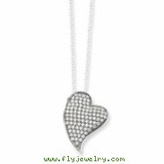 Sterling Silver & CZ Polished Heart Necklace chain