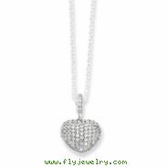 Sterling Silver & CZ Polished Heart Necklace chain