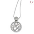 Sterling Silver & CZ Polished Heart Necklace chain