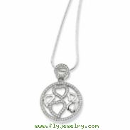 Sterling Silver & CZ Polished Heart Necklace chain