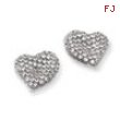 Sterling Silver & CZ Polished Heart Post Earrings