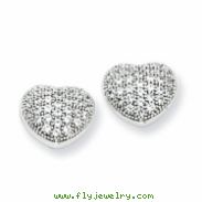Sterling Silver & CZ Polished Heart Post Earrings