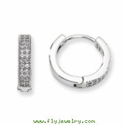 Sterling Silver & CZ Polished Hinged Hoop Earrings