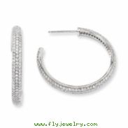 Sterling Silver & CZ Polished Hoop Earrings