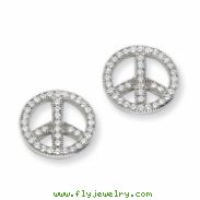 Sterling Silver & CZ Polished Peace Earrings