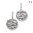 Sterling Silver & CZ Polished Round Dangle Post Earrings