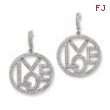 Sterling Silver & CZ Round Love Dangle Post Earrings