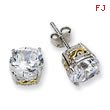 Sterling Silver & Gold-Plated 8mm CZ Stud Earrings