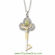 Sterling Silver & Gold-plated Aug. CZ Birthstone Key 18in Necklace