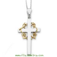 Sterling Silver & Gold-plated No Greater Love Cross 18" Necklace