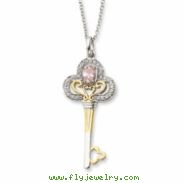 Sterling Silver & Gold-plated Oct. CZ Birthstone Key 18in Necklace