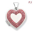 Sterling Silver  Heart Light Rose Crystal Border Locket