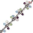 Sterling Silver  Multi-Colored Crystal Bracelet