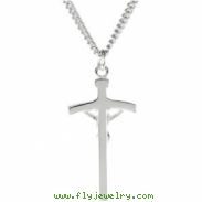 Sterling Silver  Pendant Crucifix W/24" Chain