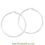 Sterling Silver  Polished & Satin Diamond Cut Hoop Earrings
