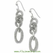 Sterling Silver & Rhodium Oval & Circle Dangle Earrings