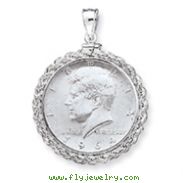 Sterling Silver  Rope Coin Bezel Pendant