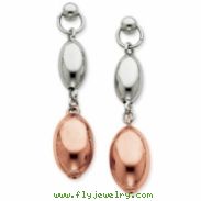 Sterling Silver & Rose Rhodium Egg Shape Dangle Earrings