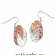 Sterling Silver & Rose Rhodium Oval Drop Earrings