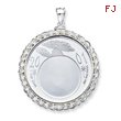 Sterling Silver  Silver Town Rope Coin Bezel Pendant