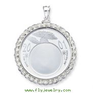 Sterling Silver  Silver Town Rope Coin Bezel Pendant