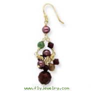 Sterling Silver & Vermeil Carnelain, Aventurine, Jasper, Freshwater Pearl Earrings