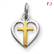 Sterling Silver & Vermeil Cross in Heart Charm