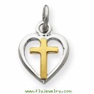 Sterling Silver & Vermeil Cross in Heart Charm