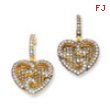 Sterling Silver & Vermeil CZ Fancy Heart Earrings