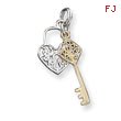 Sterling Silver & Vermeil Heart & Key Charm