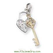 Sterling Silver & Vermeil Heart & Key Charm