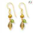 Sterling Silver & Vermeil Lemon/Golden Cultured Pearl/Periodot Earrings