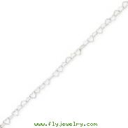 Sterling Silver 0.5mm Fancy Heart Link Anklet 10"