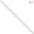 Sterling Silver 0.6mm Fancy Heart Link Anklet