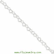 Sterling Silver 0.6mm Fancy Heart Link Anklet