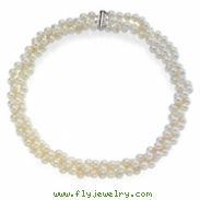 Sterling Silver 07.00 - 22.00 Inch Freshwater Cultured Triple Row Pearl Necklace