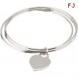 Sterling Silver 08.00 Inch Triple Bangle Bracelet With A Heart Dangle