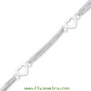 Sterling Silver 10''  Polished Heart Anklet