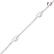 Sterling Silver 10''  Polished Puffed Heart Anklet