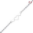 Sterling Silver 10''  Polished Triple Heart Anklet