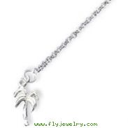 Sterling Silver 10'' Solid Polished Palm Tree Anklet