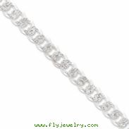 Sterling Silver 10.5mm Pave Curb Chain anklet