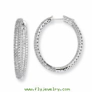 Sterling Silver 1.12 inch diameter CZ Hoop Earrings