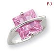 Sterling Silver 11mm Pink CZ Ring