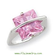Sterling Silver 11mm Pink CZ Ring